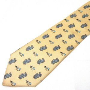 Lago de Como Yellow Tie with Mallard Ducks & Blue Paisley 58" x 3.5" VTG